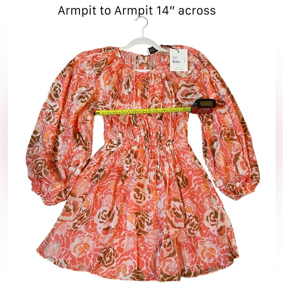 NWT Tanya Taylor’s Balloon Sleeve York Minidress. Color Guavm Multi. Size 0 - Picture 9 of 16